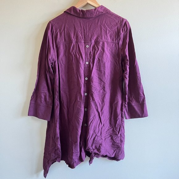 Soft Surroundings Santa Barbara Button Down Tunic Size M Asymmetrical Purple - Picture 4 of 4